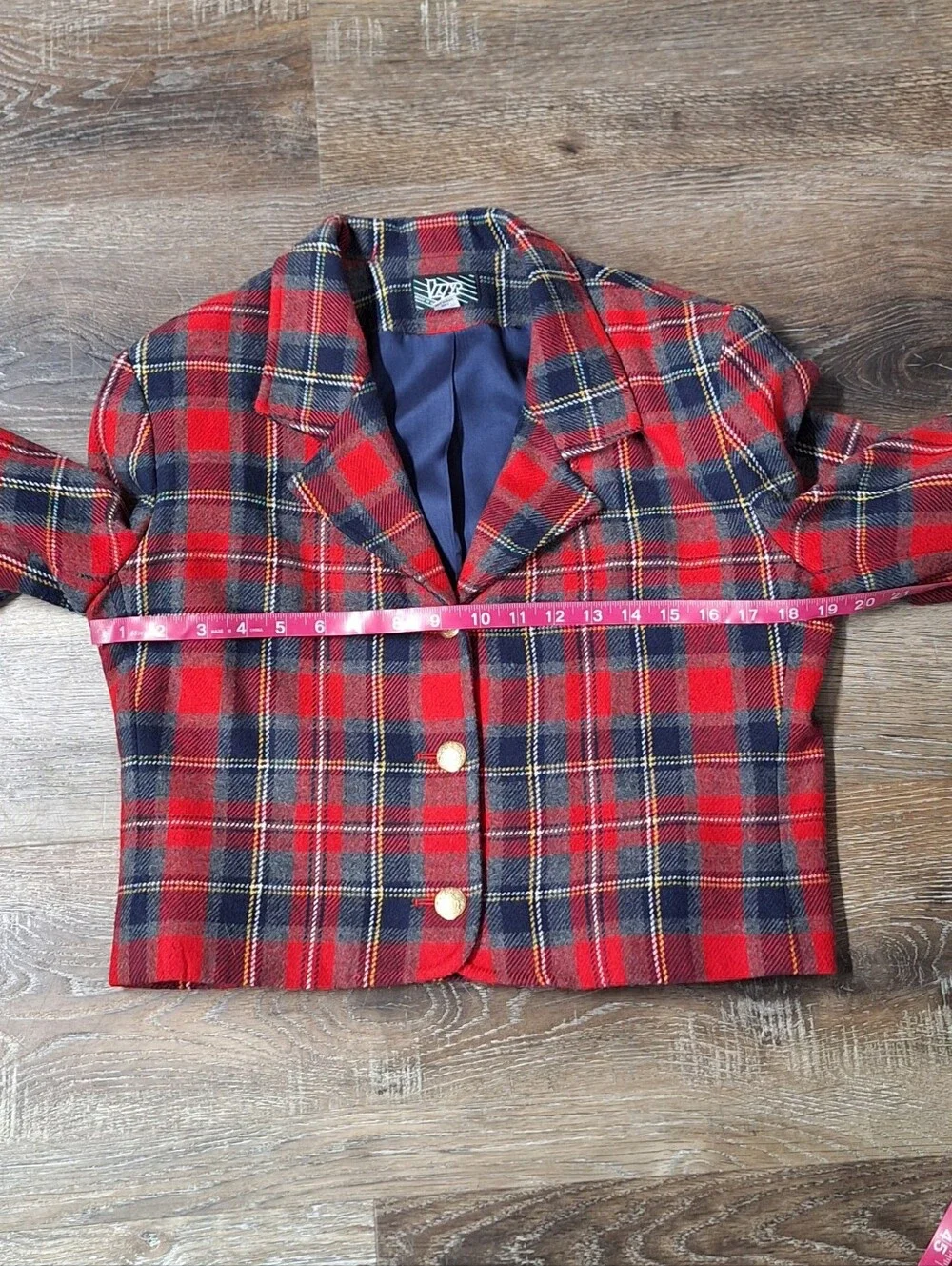 LRGR Vintage 90s Tartan Plaid Cropped Blazer, Size 6